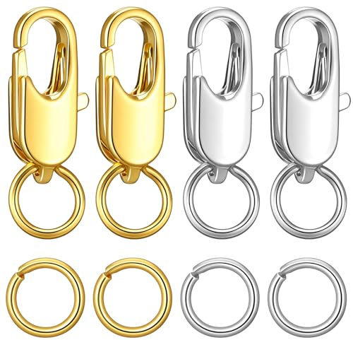 4 Stück Verschluss für Armbänder, Kettenverschluss Gold Edelstahl Halskettenverschluss Schmuck Verschluss Zubehör für Armbänder DIY-Halsketten und Armbandreparaturen
