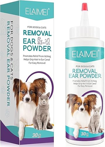 Dog Ear Cleaner 30 g, Ear wash for Dogs & Cats, Dog Ear Powder for Hair Removal, Pet Ear Infection Treatment, Effectively Removes Debris, Waxy, Buildup and Ear Odor, Soothes Itchy & Inflamed Ears