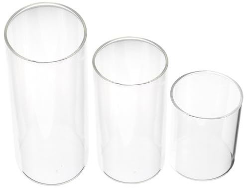 OSOLADY Portacandele Design Elegante in Vetro Cilindrico Trasparente 3 Pezzi Copertura per Candele Resistente al Vento Lunga Durata per Occasioni Speciali e Anniversari