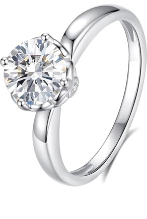 KnSam Echtes Platin PT950 Pärchen Ringe, Klassiker Freundschaftsringe mit Labor Erstellt Diamant, Solitärring Platin, Gr.57 (18.1)