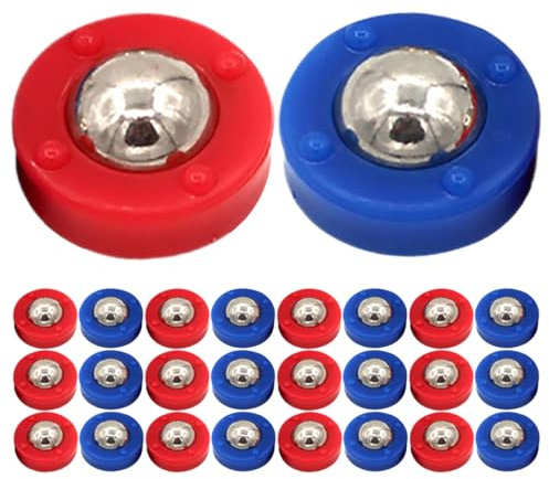 GLEAVI Accesorios para Tejo 32 Piezas, Discos y Mini Bolas de Curling de Mesa, Plástico Resistente, Colores Azul y Rojo, Repuestos para Juego de Mesa, Uso Doméstico y Recreativo,