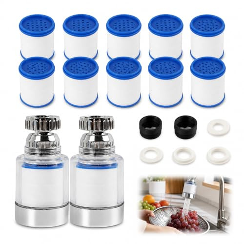 2 Pièces Filtres Montage pour Robinet, ABS Filtre à Eau Rotatif à 360 Degrés, Filtre à Eau Pour Robinet de Filtration d’Eau Au Carbone, Filtre à Eau pour Éliminer Les Métaux Lourds et L’Eau Dure