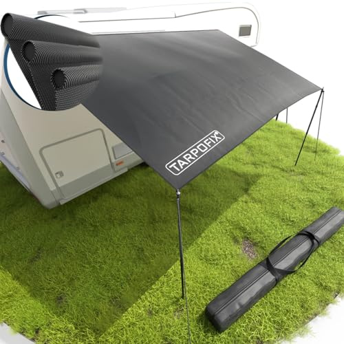 Tarpofix® Auvent Fourgon 3 x 2,4 m | Store Banne Camping-car Déperlant avec Multi Keder | Protection Solaire, Solette & UV60+ | Auvent Caravane Résistante avec Mâts en Aluminium pour Camping-car & Van