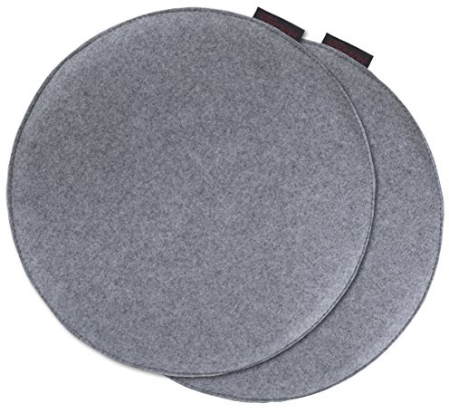 Avaro 2er Set Stuhlkissen Filz Stuhlkissen rund rund Ø 35 cm grau