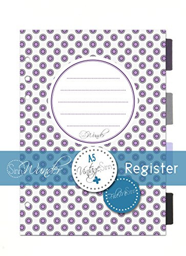 SinnWunder® Register, Index-Reiter bzw. Divider für Terminplaner und Ringplaner Design VintageSinn - Din A5