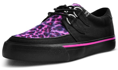 T.U.K Vegan Black Pink Leopard Creeper Sneaker Women & Men UK 6 / Women 7