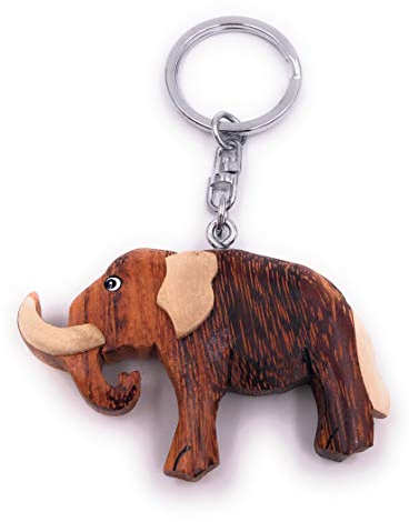 H-Customs Mammut Elefant Elfenbein Süß Holz Edel Handmade Schlüsselanhänger Anhänger
