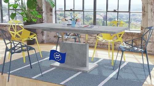 Mazzoni Grand Noir Couchtisch ausziehbar höhenverstellbar 120/180cm in Beton Betonoptik modern vielseitig Wohnzimmertisch Esstisch Beistelltisch Sofatisch platzsparend hochwertig Wohnzimmer
