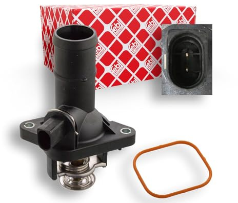febi bilstein 107988 Thermostat mit Gehäuse, Dichtung und Temperaturschalter, 1 Stück | Kompatibel mit: AUDI A3, SEAT LEON, SKODA OCTAVIA I, OCTAVIA I Combi, VW BORA I, BORA Variant, GOLF IV, GOLF IV Variant