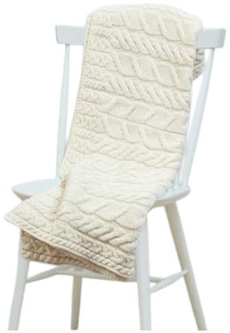 Aran Woollen Mills Cable Throw Blanket, 100% Supersoft Merino Wool, Made in Ireland, Silver Strand, Cream 40 x 60