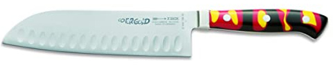 F. DICK Premier Plus GO FOR GOLD Santoku Kullenschliff 18 cm (Härte 56°, japanisches Messer, Kochmesser für Gemüse + Fleisch) 81442182K-80 Bunt