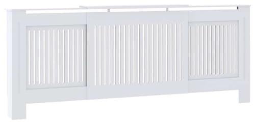 vidaXL Radiator Cover, Radiator Guard for Home Office, Heater Cover for Living Room Decorative, Heating Cabinet Protective Cover, White MDF
