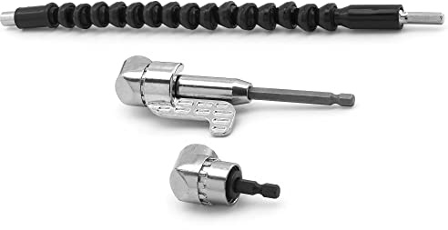 Corintian Bohrer Adapter Set 90° und 105° Winkel Adapter Flexibel Verlängerung für Schraubendreher und Akkuschrauber, geeignet für Sechskant Bits