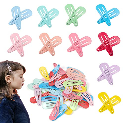 JINSION 50 PCS Forcine per Capelli Bambina Fermagli per Capelli Multicolori, Mollette Capelli per Ragazze Clip Capelli a Scatto in Metallo, Fermaglio per Capelli Color Caramella Stampati per Bambini