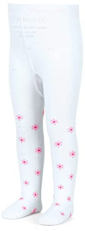 Sterntaler Baby Mädchen Strumpfhose Baby Kleinkind Strumpfhose Blumen - Babystrumpfhose, Kleinkindstrumpfhose - aus Baumwolle - weiß, 62