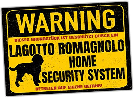 Lagotto Romagnolo Schild Warning Security System Türschild Hundeschild Warnschild Hund