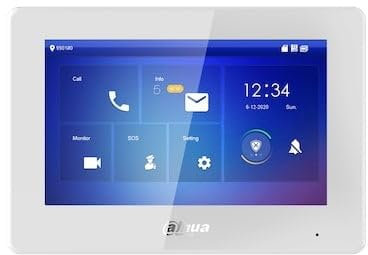 Dahua Moniteur d'intérieur IP pour interphone. Blanc. TFT 7 Pouces. écran Tactile. protocole SIP. 12Vdc. PoE