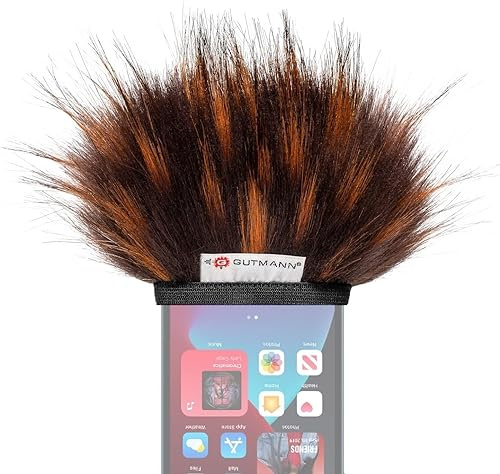 Gutmann Mikrofon Windschutz Fell für Apple iPhone 14 & 15/14 & 15 Pro / 14 & 15 Pro Max FIRE Handgefertigt in Deutschland