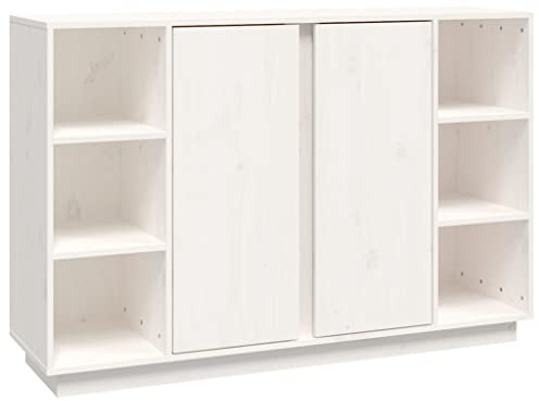 vidaXL Sideboard Schrank Anrichte Beistellschrank Kommode Mehrzweckschrank Standschrank Wohnzimmerschrank Weiß 120x35x80cm Massivholz Kiefer