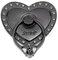 Rohans RK TECH Phone Ring Bracket holder, Love Heart Diamond Shape Finger Grip Stand Holder Ring Car Mount Phone Ring Grip Smartphone Ring stent Tablet Rose Gold (Heart Black)