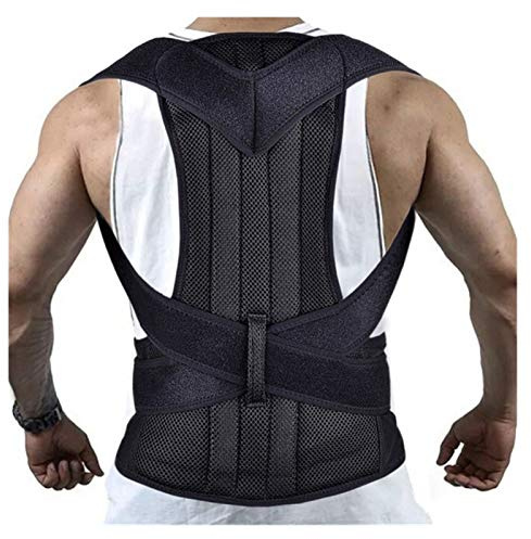 Corrector de Postura Negro Escoliosis Espalda Corsé Espina Dorsal Corsé Cinturón Soporte de Terapia de Hombro Corrección de Postura Pobre Cinturón Hombres (Color : Black, Size : Medium)