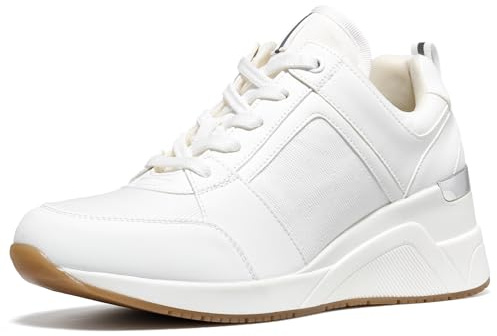 Cestfini High Heel Wedge Sneakers for Women Dressy Hidden Wedge Tennis Shoes Lightweight Fashion Heeled Sneakers Lace Up Women White PGYDX06W-174-RT-ALLWHITE-7.5