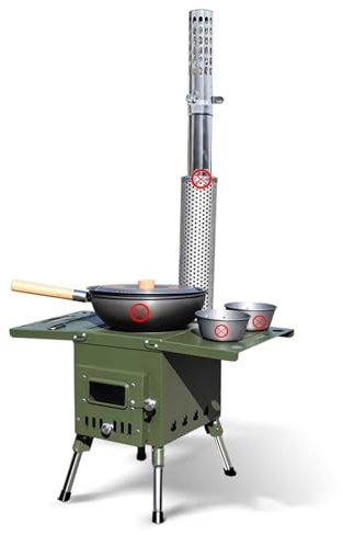 YUGXTH Poêle À Bois de Camping, Réchauds de Tente Portable, Poêle de Camping Pliable Portable, pour Tente, Abri, Jardin, Chauffage et Cuisine de Camping