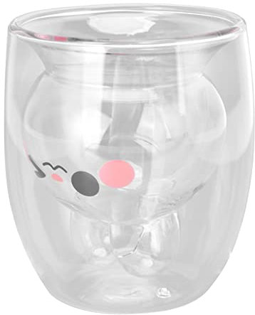 Tasses Mignonnes, Tasse En Verre à Double Paroi En Forme De Lapin, Tasse Isolée En Verre Au Lait, Café, Thé Pour Femmes Et Hommes, Bureau, Lave-vaisselle 300 Ml(Transparent)