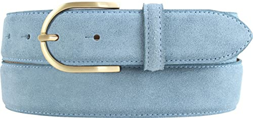 BELTINGER Damen-Gürtel aus Veloursleder 3,5 cm | Velour-Ledergürtel für Damen 35mm | Wildleder-Gürtel mit runder, goldener Gürtelschließe