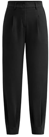 PRETTYGARDEN Womens Dress Pants Business Casual 2025 Trendy High Waisted Ankle Length Dressy Trousers Slacks Work Clothes (Black,Large)
