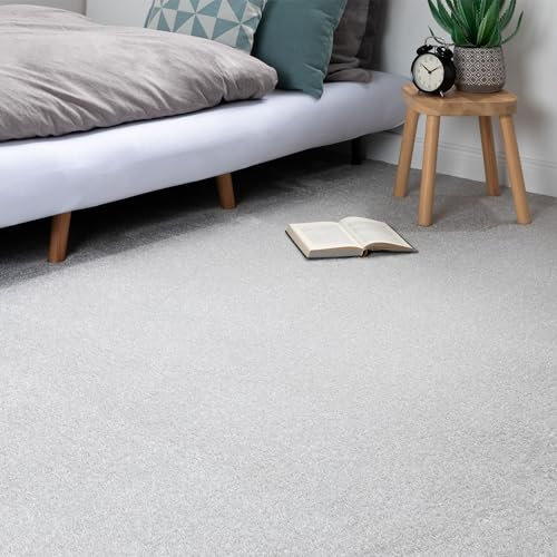Steffensmeier Teppichboden Sardinien Meterware | Auslegware für Kinderzimmer Wohnzimmer Schlafzimmer | Silber, Größe: 500x700 cm