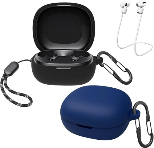 easyBee [Confezione da 2] Custodia compatibile con Soundcore P20i, con 2 moschettoni, 2 cinghie anti-perdita, custodia in silicone liquido, ultra sottile, antiurto, custodia per cuffie Bluetooth,