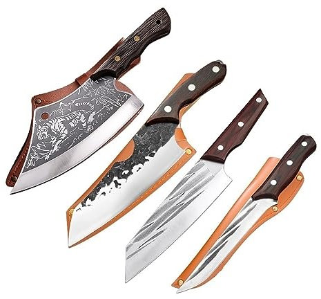 FBITE Couteau de cuisine en acier inoxydable fait à la main couperet à viande couteau de boucher multi-hacher tranchant haute dureté Chef Cutter ustensiles