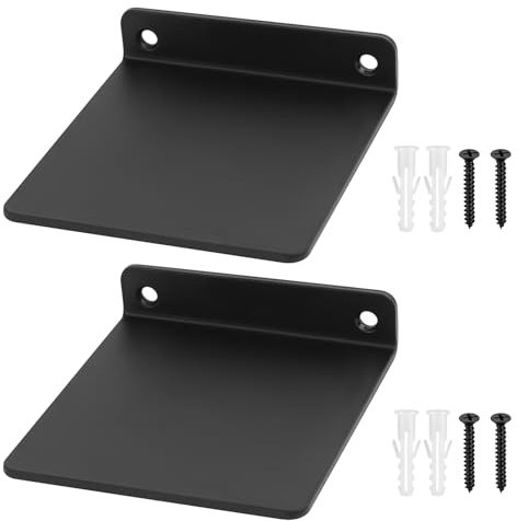 2 STK Kleine Wandregal schwarz, Mini Regal Wand, schwarz Schweberegale für Wände, Regalbrett schwarz Regal kinderzimmer, Bücherregal Dekoration wandboard für Küche Badezimmer Wohnzimmer, 11x10x2,3 cm