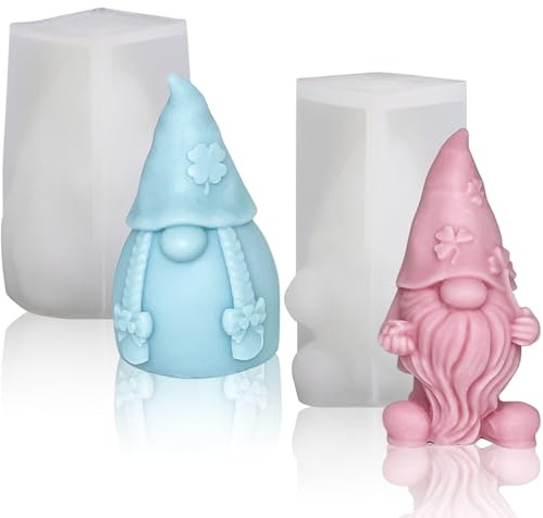 Dncvb Kerzenform Weihnachten 2 Stück 3D Wichtel Kerzenformen zum Gießen Kerzenform Silikon Silikonform Weihnachten für DIY Weihnachtsschmuck Dekoration