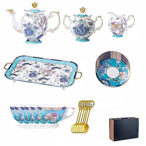 XaEjNzwDT Tetera marroqui teteras para te Juego de te Juego de té de Porcelana de Hueso, Juego de Caja de Regalo, Taza de café Europea para el hogar y platillo(Color:F,Size:)