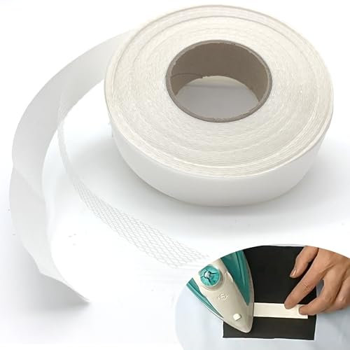 DHER 20 Meter langes bügel klebeband stoff klebeband no stitch kleber Stoff mit doppelseitigem Heißschmelzkleber, waschbar, 2 cm universelle Reparatur von Kleidung, Stoffklebung Vorhängen (20M*2CM)