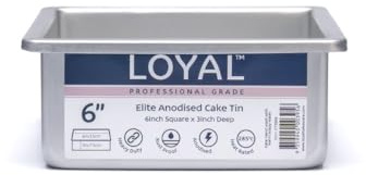 LOYAL Elite Square Cake Pan Moule à gâteau, 15x15 cm | Moule carré en Aluminium, Répartition uniforme de la chaleur, Robuste & Inoxydable, Pour gâteaux, Desserts & pâtisseries