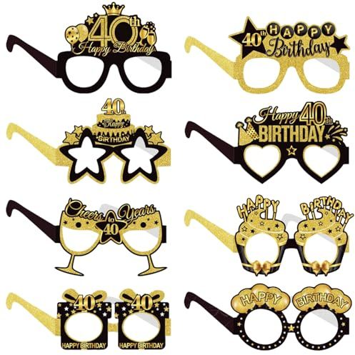 COLANANA Geburtstag Party Brille Dekoration,8 Stück Lustige Papier Geburtstag Brille Deko, Geburtstags Party Dekorationen, Geburtstags Photo Booth Requisiten Zubehör für Frauen Männer