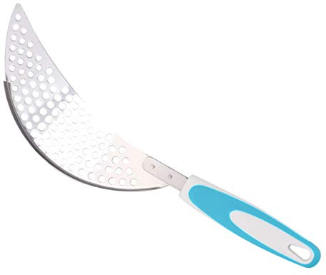 PRETYZOOM Colador De Olla De Acero Inoxidable Mango De Plástico Azul, Escurridor Práctico Compatible Ollas y Sartenes, Utensilio De Cocina Para Colar Pasta y Verduras