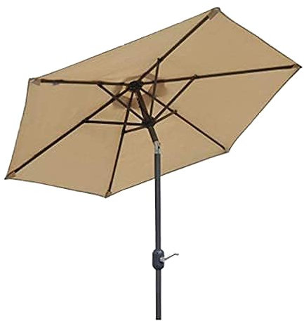 HUIBBGO Sonnenschirm, Gartenschirm, 2,7 m, für Balkon und Terrasse, Halbschirm mit Kurbel, Halbrunder kreisförmiger Schirm für kleine Terrassen und Gärten im Freien