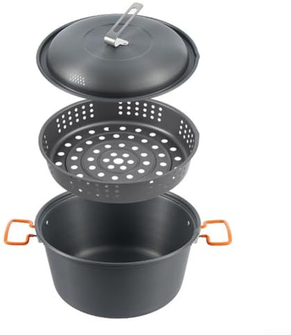 4 x 5 l Aluminium-Hängetopf-Dampfgarer für Kochen und Picknicks im Freien (Doppelgriff-Topf)