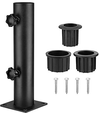 Marble Flag Pole Holder Umbrella Stand Tube for 6cm Post Steel Clamp Deck Patio Parasol Holder with Four Holes Fixed for Courtyard Outdoor Garden Balcony and Beach