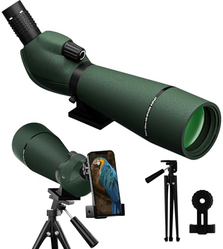 20-60X80 Spotting Scope for Shooting Hunting - Spotter Scopes with Tripod Phone Adapter Waterproof HD Scope for Bird Watching Wildlife Scenery