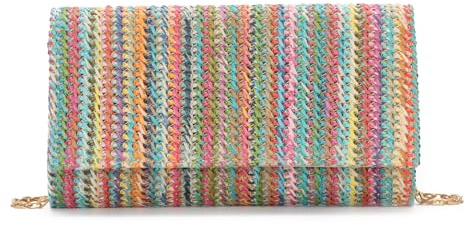 BWBIKE Damen Raffia Straw Clutch Bag - Sommer Strand Crossbody Geldbörse mit Schultergurt, trendige Umschlag Handtasche für Reisen & Abend