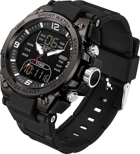Reloj deportivo impermeable militar para hombre, reloj digital táctico al aire libre, reloj de pulsera electrónico analógico con cronómetro LED, alarmas de cuenta regresiva, doble hora, relojes de