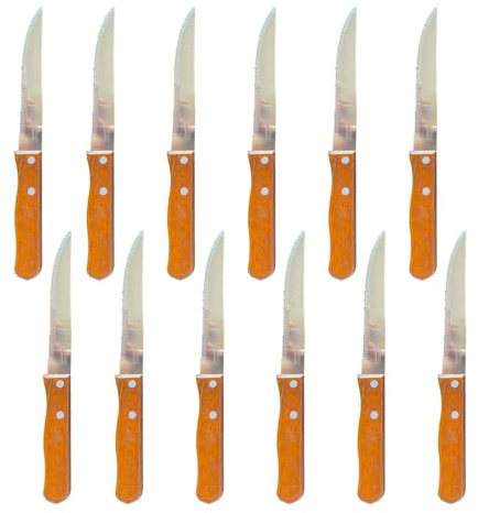 Genérico Pack de 12. Juego de 12 Cuchillos. Mango de Madera. Fabricados en Albacete. (Sierra Madera)
