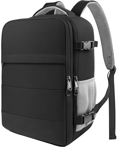 HOTOR Zaino Ryanair 38x18x24 - Zaino da Viaggio Porta PC di Grande Capacità, Multi-Tasca, Bagaglio a Mano Compatibile Ryanair per Uomo e Donna, per Pendolarismo, Viaggi in Aereo e Trekking, Nero