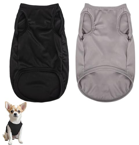 ARYIMYDP 2 piezas Camisetas de Verano para Perros, Camisetas Sin Mangas para Perro, Adecuadas para Perros Pequeños y Medianos, Ropa para Gatos (Negro, Gris, Talla M)