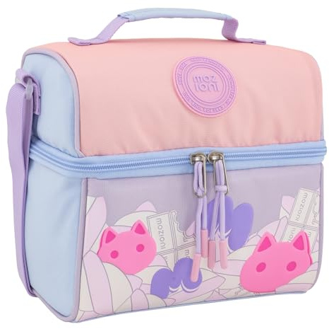 Mozioni - Fiambrera - Accesorio Escolar, Mantiene Alimentos Frescos, Incluye 1 Compartimento Grande Superior e Inferior, Asa Superior Acolchada, Correa de Hombro (Cookie Charms)